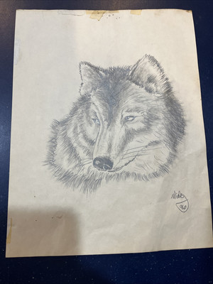 Wolf By Mickey, Butler PA 1996 tattoo flash Art - Pencil Drawing