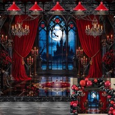 Halloween Gothic Castle Backdrop Banner Vampire Haunted Mansion 7x5FT