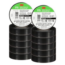 3M Temflex 175 Vinyl Electrical Tape 10 Rolls Black