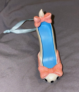 Disney Parks Cinderella Glass Slipper Shoe Ornament with Pink Bow