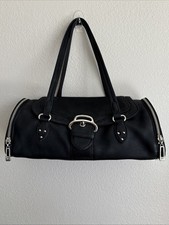 Cole Haan Alexa Black Leather Buckle Flap Closure Zipper Pocket Satchel Bag