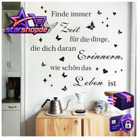 Wandtattoo SprüChe Zitate Schwarz Schmetterling Wandaufkleber Deko Schlafzimmer