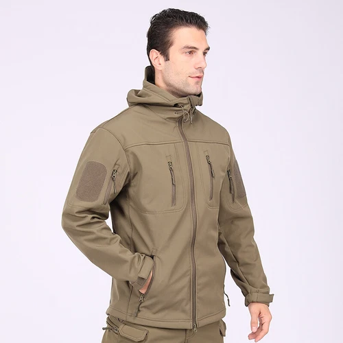 Giacca a vento tattica uomo soft shell giacca esercito jacket cappuccio tempo libero ~ - Foto 19 di 65