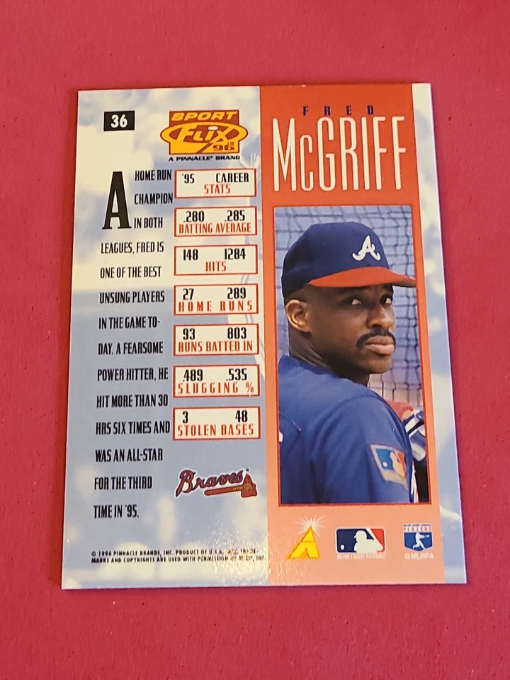 1996 Fred McGriff Sportflix #36 Atlanta Braves  - Image 2 of 2