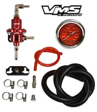 MAZDA RACE ADJUSTABLE FUEL PRESSURE REGULATOR 1 TO 1 RATIO RISER & GAUGE KIT RED