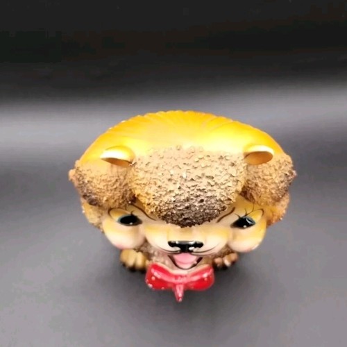 Vintage Arnart Flat Face Sugared Lion Figurine Red Bow Tie Big Cute - Picture 5 of 18
