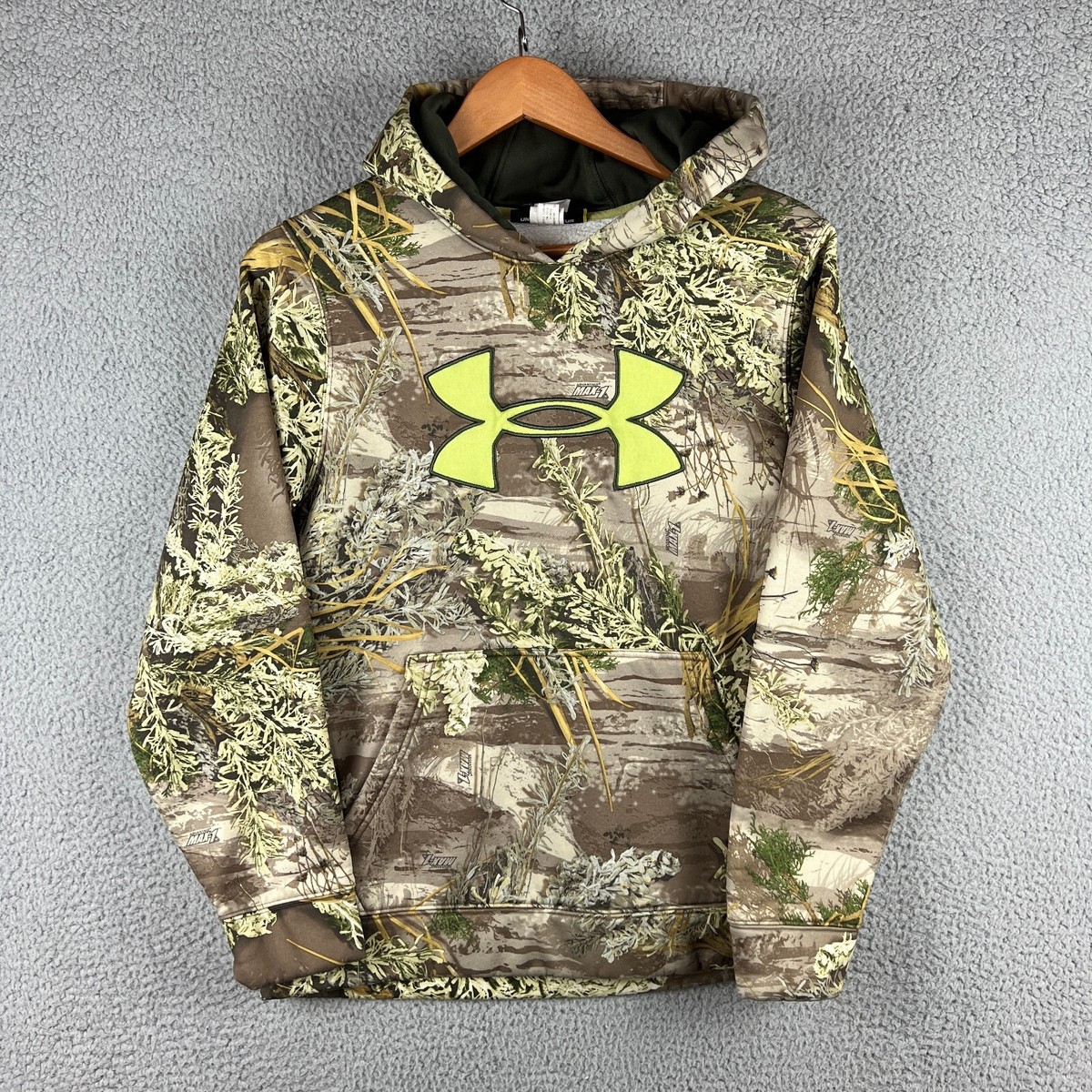 Under Armour Hoodie Mens Small Beige Camouflage Advantage Max Realtree  Hunting