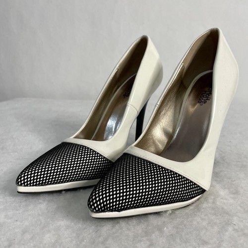 Charlotte Russe White And Black Netted Pointed Toe Stiletto 4.5in. Heel Sz 8 - Picture 1 of 11