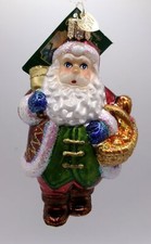 BELL RINGER SANTA GLASS OLD WORLD CHRISTMAS ORNAMENT NEW