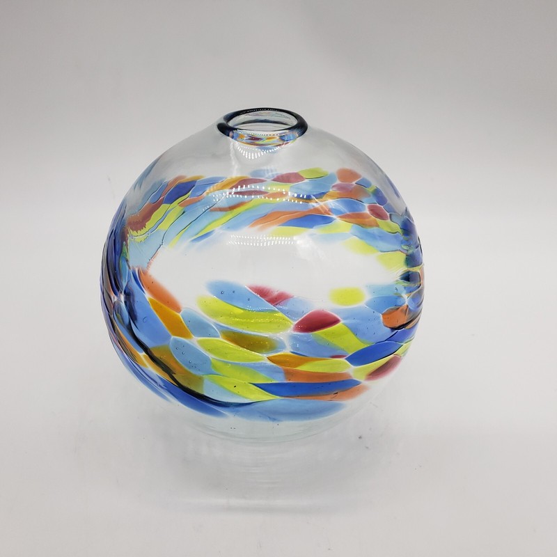 2013 Kitras Art Glass Signed 5" T ~ Rainbow Confetti Swirl Art Glass