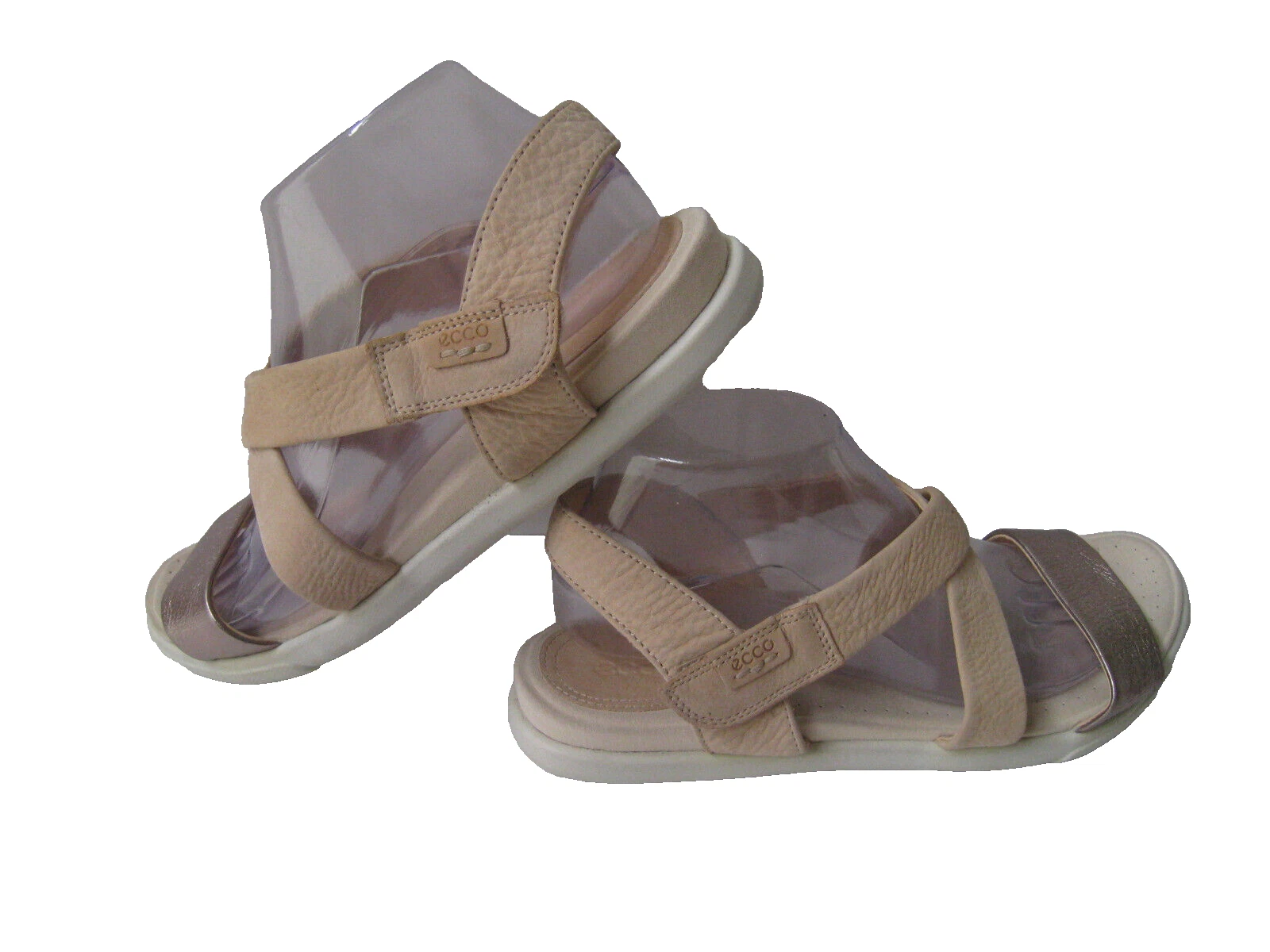 SANDALI IN PELLE NABUK ECCO DAMARA CINTURINO INCROCIATO METALLICO US 10 EUR 41 CALDI