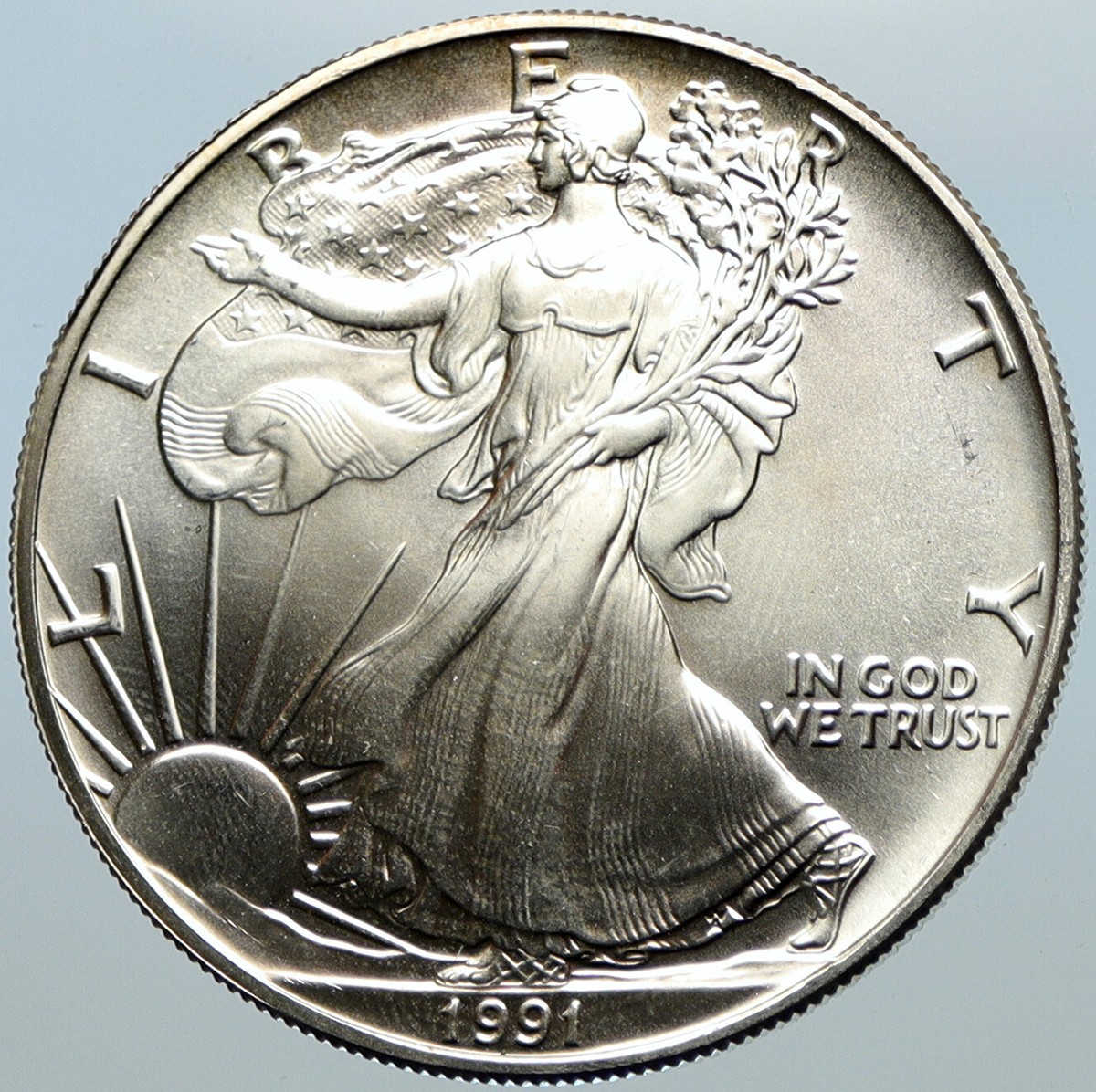 1991 UNITED STATES US Walking Liberty BALD EAGLE Silver Ounce