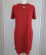 Zara Trafaluc Dress Size M Red Faux Suede Short Sleeve Mini