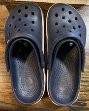 Unisex Navy Size 4M 6W Navy Crocs Clogs Slip On Sandals Blue White Soles