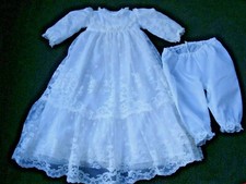 Vintage White Lined Lace Doll Dress Matching Bloomers