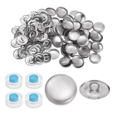 200 Sets Self Cover Button Kit 30L 0.75" 19mm with Wire Backs Aluminum Buttons