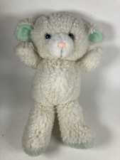 Russ Berrie Plush Lamb Sheep 10  White Green Ears Rattle Baby Toy Stuffed