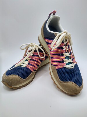 Merrell Alpine Sport Sneakers Womens Navy Pink Tan Suede Trail Retro Shoes 6
