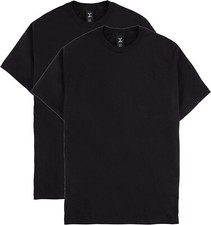 Hanes Tall Beefy-T Men's T-Shirts 2-Pk, Cotton, Black, Extra-Long Crewneck