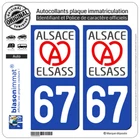 2 stickers sticker license plate 67 Alsace - LogoType II