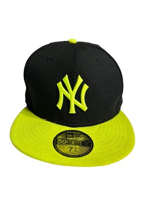MLB New York NY Yankees New Era 59Fifty Baseball Fitted Hat Cap Adult 5/8  Neon