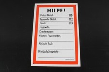 Sign Plaque Aid Emergency 112 110 115 Accident Fire 20.5cm x 29.6cm