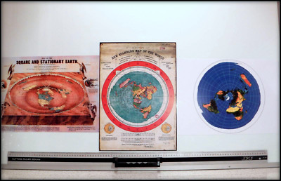3x FLAT EARTH PRINTS: Gleasons Map + Square & Stationary Earth + USGS World Map