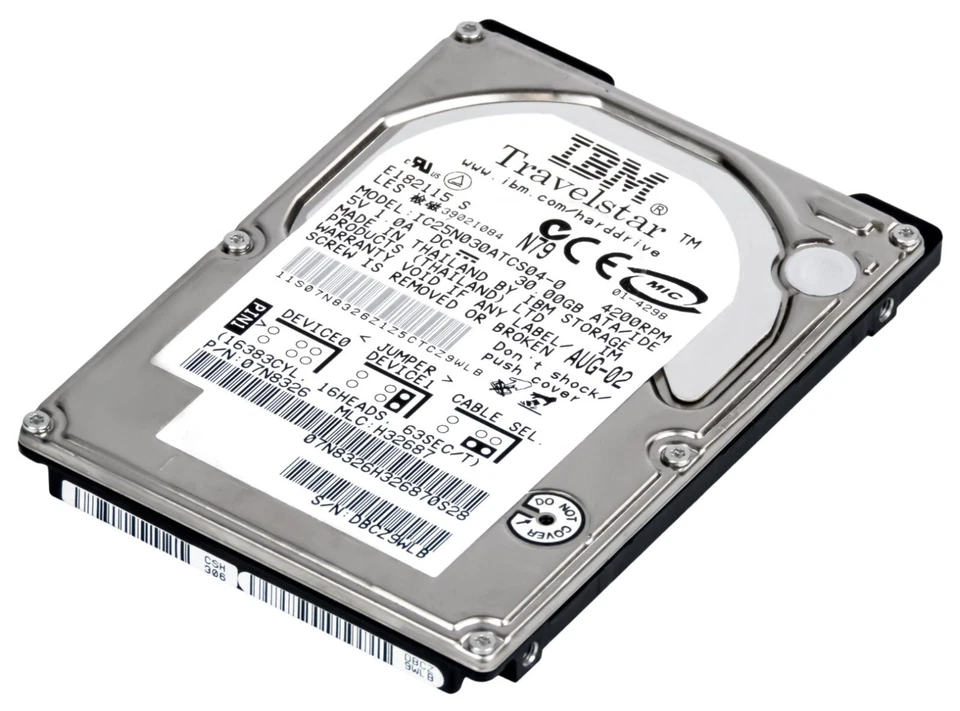 Ibm Travelstar 40gn 07n9318 Ic25n030atcs04-0 30gb 4200rpm 2mb Ata 2.5" Inch - Image 3 of 3