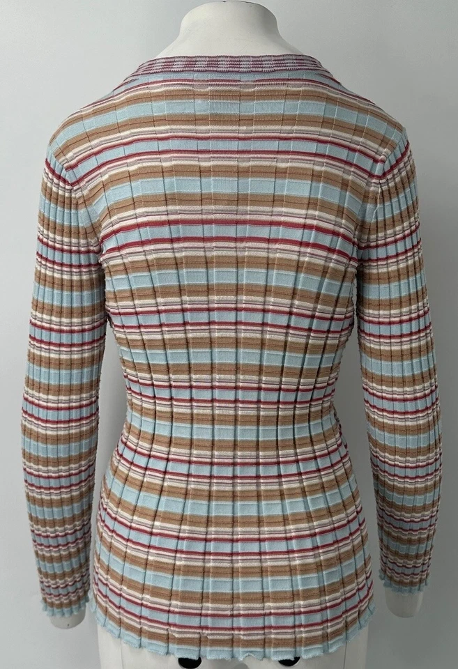 Sonia Rykiel Multicolor Rayas Manga Larga Botón Punto Cárdigan Suéter Talla S Foto 3 de 4