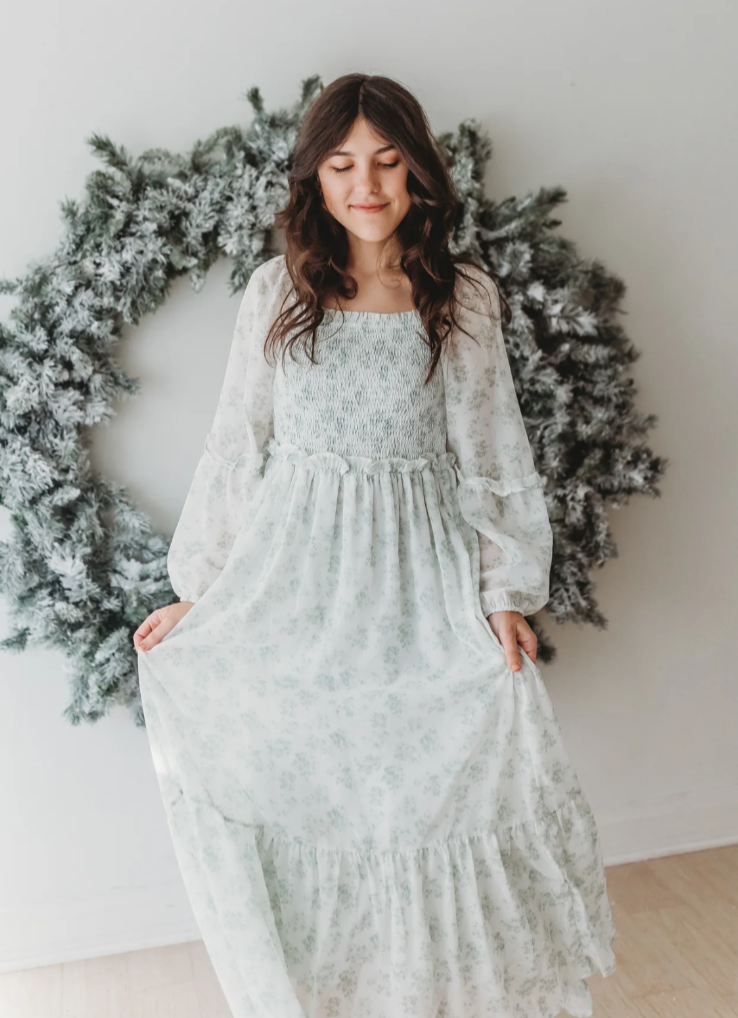 navy blue tweed dress Vera Flow Dress (sage swiss dot) – INDIE BLUE