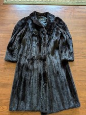 Evans Full Length Fur Mink Coat Dark Brown Jacket Chicago Paris