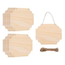 12PCS 6"x5" Unfinished Hanging Wood Sign Blank with Ropes Style 5