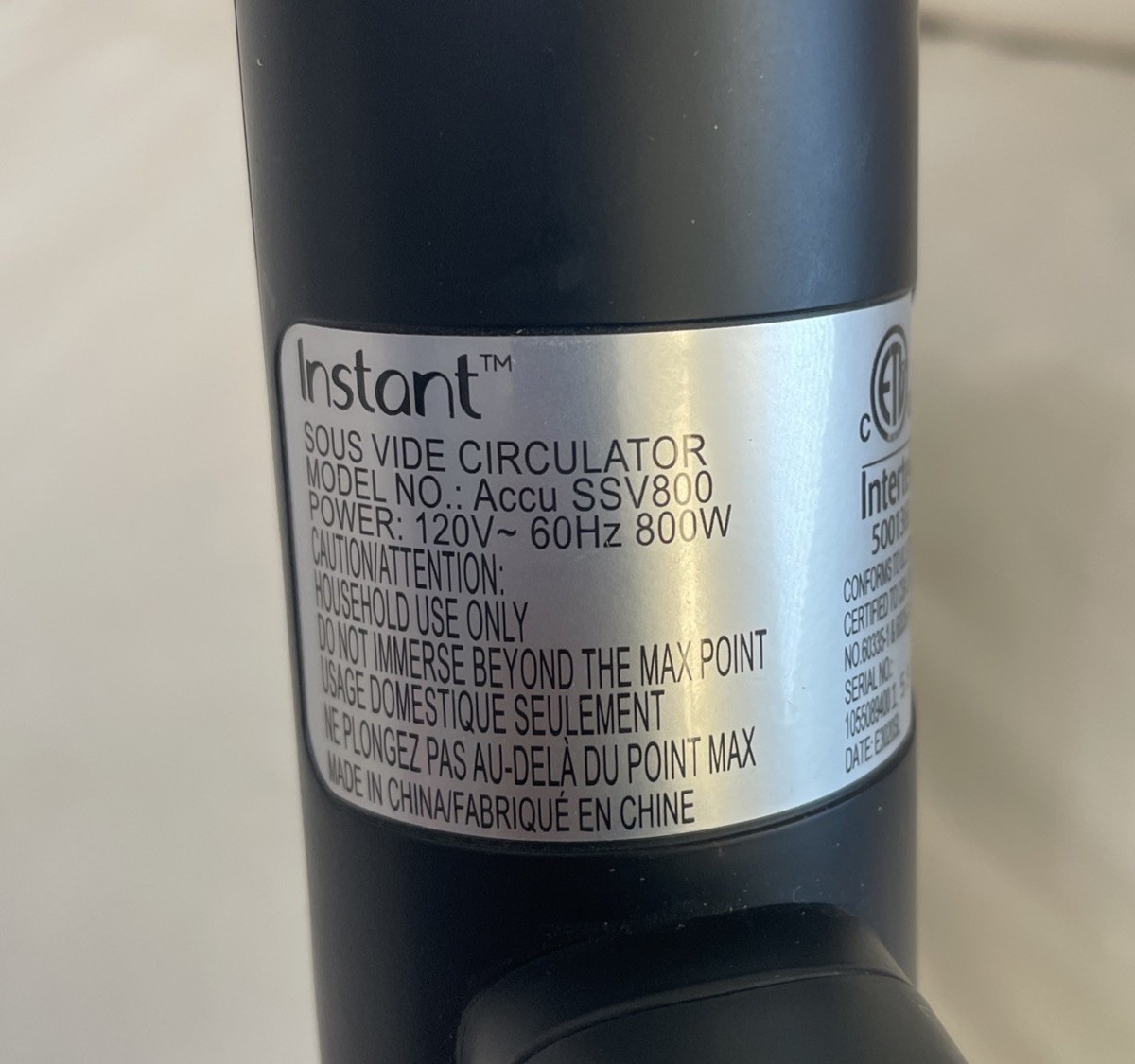 Instant Accu Slim Sous Vide Immersion Circulator SSV800