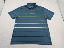 Under Armour Playoff Polo Shirt Mens Size 2XL Golf Green Striped UPF Athletic