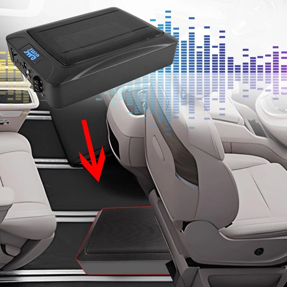 12" 1000W Untersitz-Aktiv-Subwoofer + Kabelset Auto Verstärker Lautsprecher DE - Bild 3 von 4