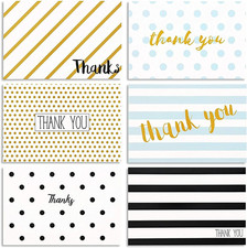 Thank You Cards with Envelopes, 48-Pack, 4x6in, Retro Stripe  Dot Designs