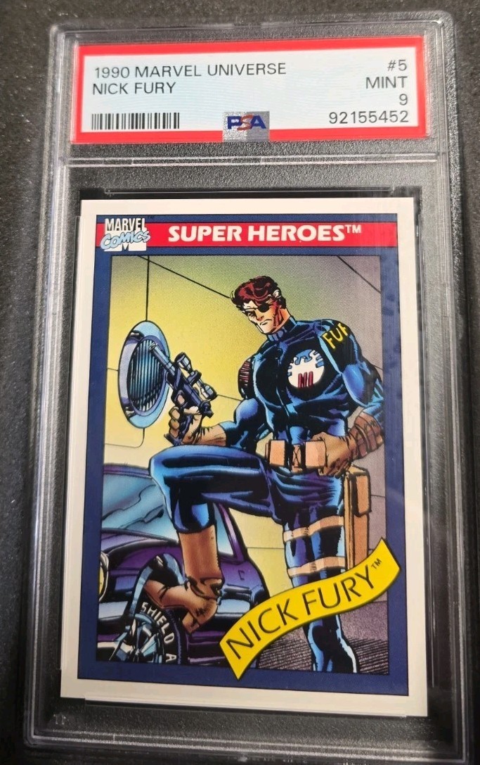 1990 MARVEL UNIVERSE SERIES 1 NICK FURY #5 PSA 9 MINT SUPER HEROES IMPEL