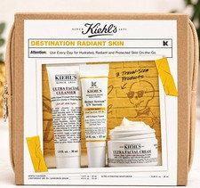 3pc Kiehl's Destination Radiant Skin Travel Set Cleanser Cream UV Serum SPF 50