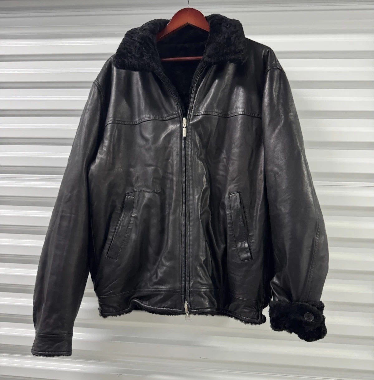 $25k Brioni Fur Black Bomber Jacket Italy Stunning Leather Lined Reversible - product detail image 5