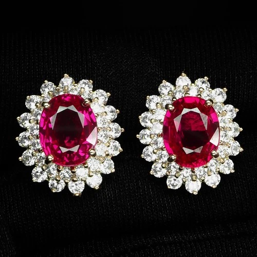 HOT PINK SAPPHIRE 8.65CT 925 STERLING SILVER VINTAGE STYLE HANDMADE HALO EARRING