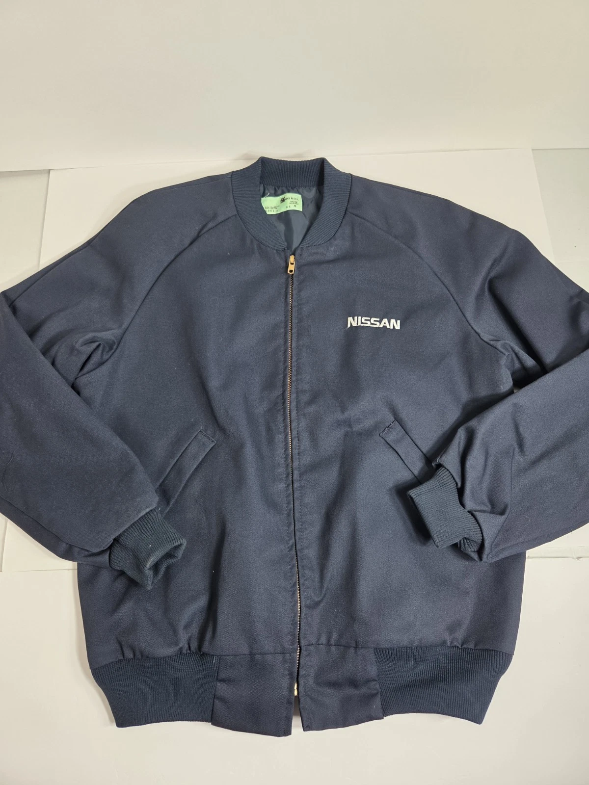 Vtg 80s Nissan Tech Mechanic Work Bomber Jacket Navy Sz M USA MADE - product detail image 1