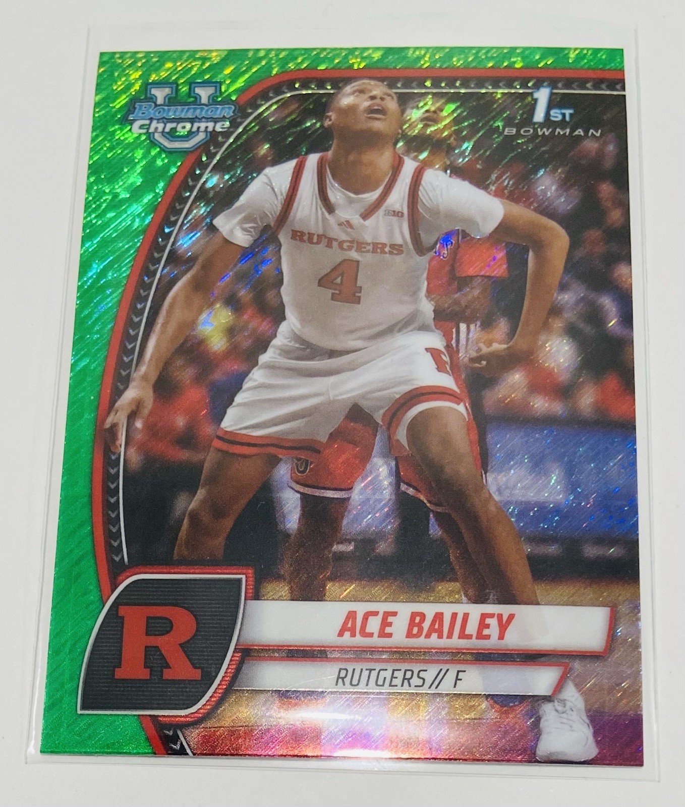 2024-25 Bowman U Chrome 1st Green Shimmer Refractor Ace Bailey #1 NCAA Rutgers