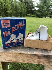 1975 Vintage Roller Derby THE ROYAL Leather Roller Skates Size 6 White