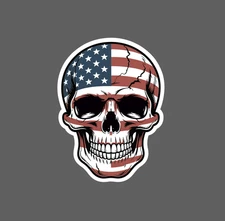 American Flag Skull Sticker Waterproof USA Patriotic Bones Stars Gift NEW