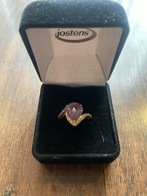 Levian 14K Erdbeere Rotgold Birne Amethyst Akt & Schokolade Diamant Ring Größe 7