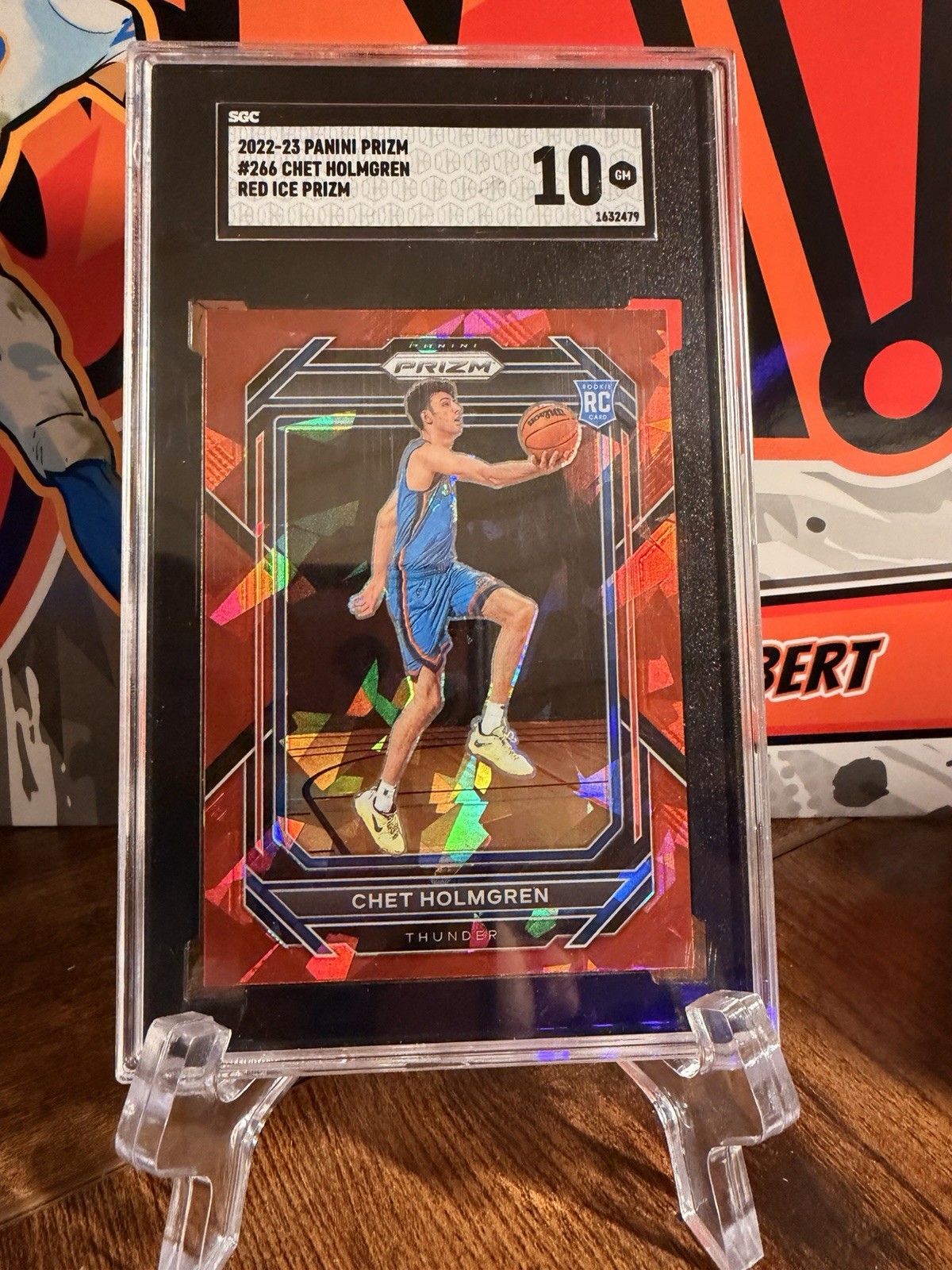 2022-23 Panini Prizm Chet Holmgren #266 (RC) Red Ice Prizm SGC 10 GEM MINT