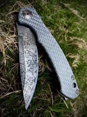CUSTOM Zero Tolerance ZT 0450 Holographic Etch S35VN, Silver Suingab CF And Ti