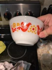Vintage Pyrex 1-1/2 Pint #401 Friendship Red & Orange Bird Pattern Mixing Bowl