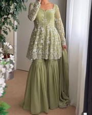 Fully Assembled Top Pant Dupatta Set Chine Embroidery Ethnic Wear Free Size