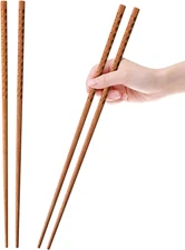 16.5 Inches Cooking Chopsticks, 2 Pairs Wooden Long Chop Sticks Reusable for Noo